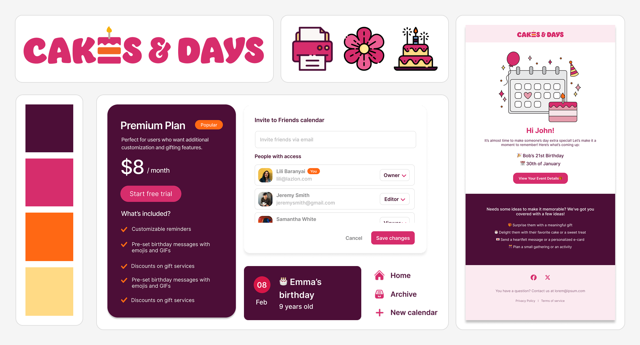 Cakes & Days visual identity board