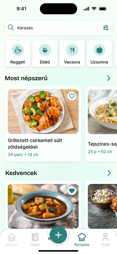 GlucoBuddy recipe browsing screen